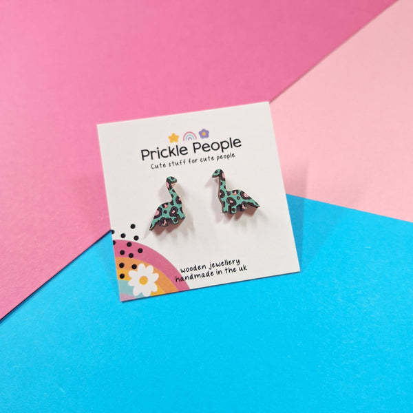Prickle People - Blue Dinosaur Earrings, Leopard Print Earrings