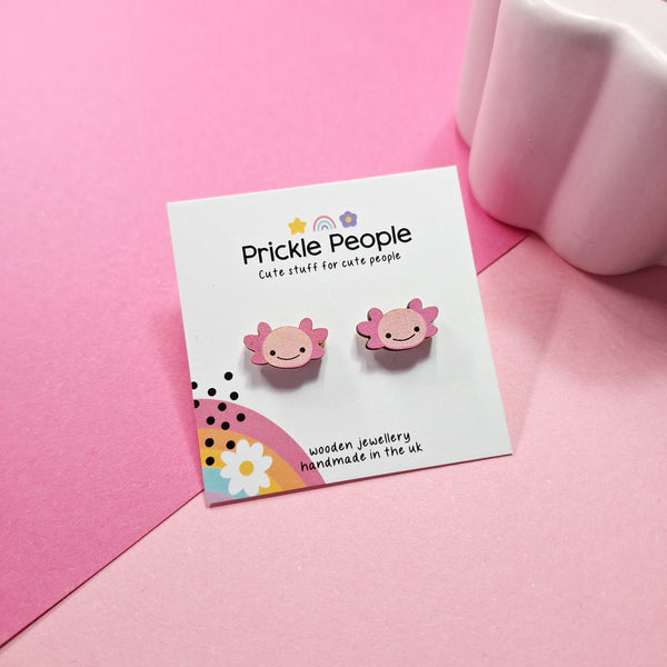 Prickle People - Axolotl Stud Earrings, Kawaii Gift, Cute Stud Earrings