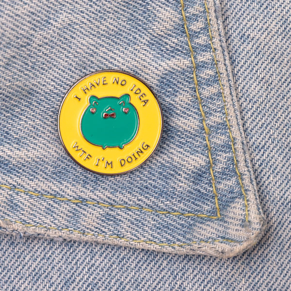 Fluffmallow - Kawaii frog idk what I'm doing funny enamel pin bagde