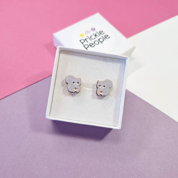Prickle People - Squirrel Stud Earrings - Wooden  - Eco Friendly