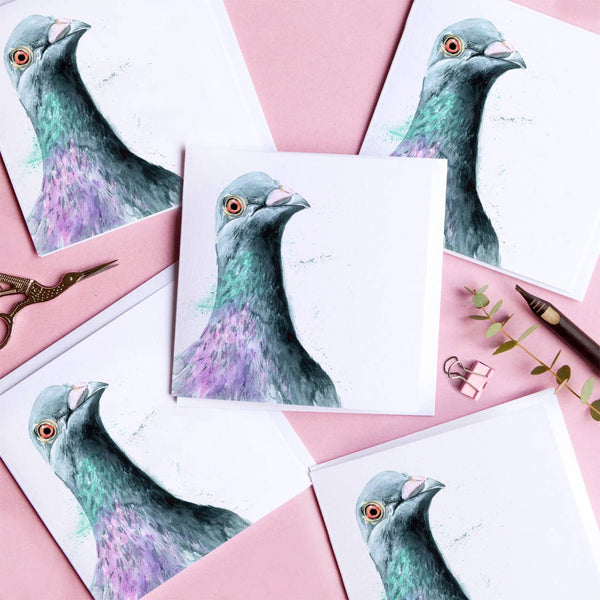 Kate Moby - Inky Pigeon Blank Greeting Card