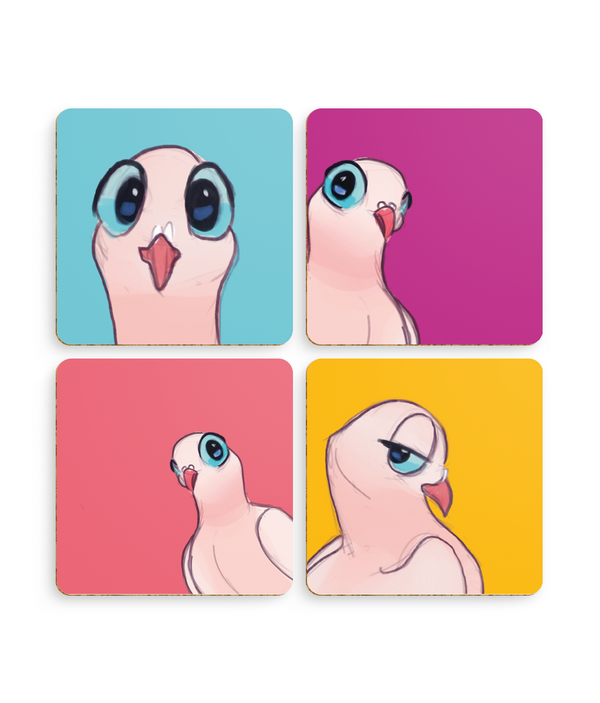 Pack of 4 Coasters - Dove love mixed colours