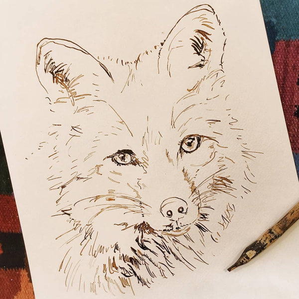Kate Moby - Inky Fox Blank Greeting Card
