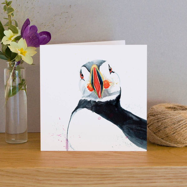 Kate Moby - Inky Puffin Blank Greeting Card
