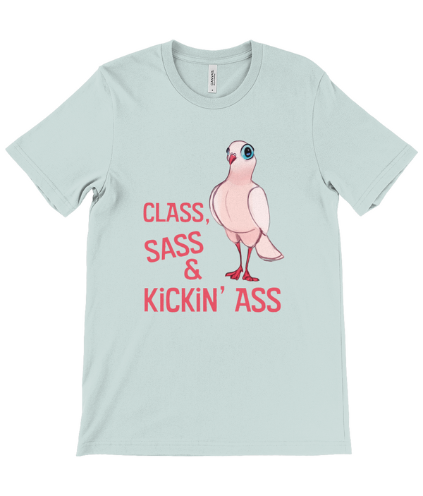 Budget Unisex Crew Neck T-Shirt 'ClassSass kickin ass" Ellen S Artwork