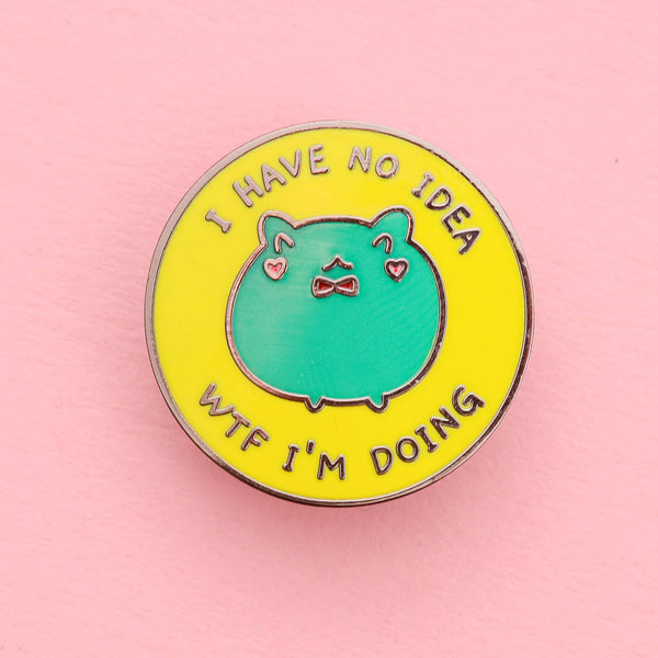 Fluffmallow - Kawaii frog idk what I'm doing funny enamel pin bagde