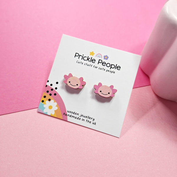 Prickle People - Axolotl Stud Earrings, Kawaii Gift, Cute Stud Earrings