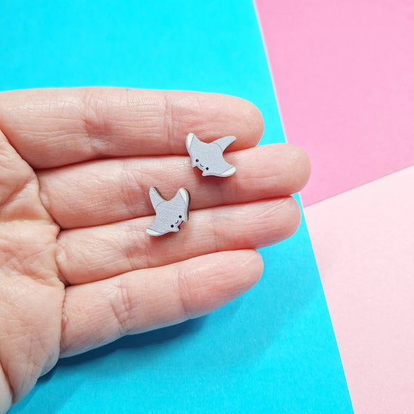 Prickle People - Wooden Manta Ray Stud Earrings - Perfect for Sea Lovers