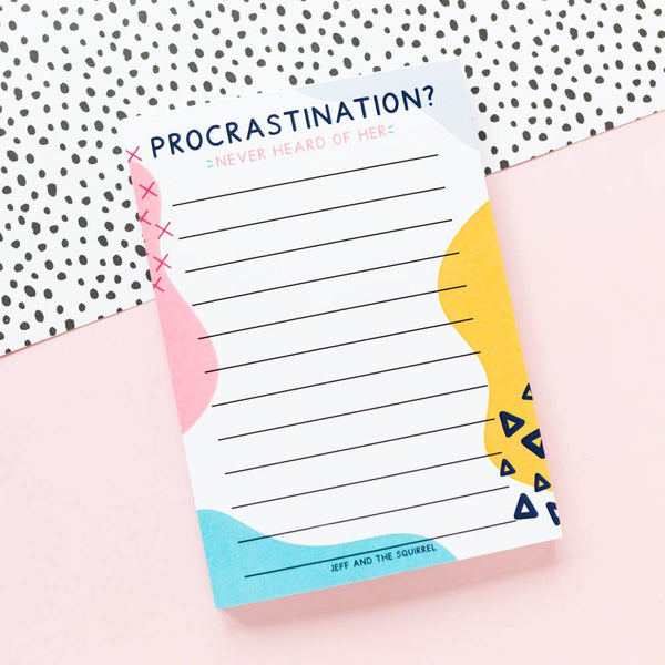Jeff and the Squirrel - Procrastination Lined A6 Notepad | Recycled Stationery
