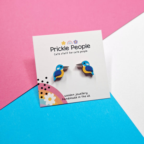 Prickle People - Kingfisher Stud Earrings - Handcrafted Eco-Friendly