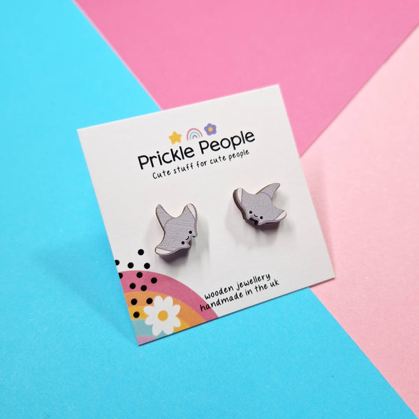 Prickle People - Wooden Manta Ray Stud Earrings - Perfect for Sea Lovers