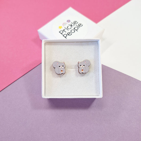 Prickle People - Squirrel Stud Earrings - Wooden  - Eco Friendly
