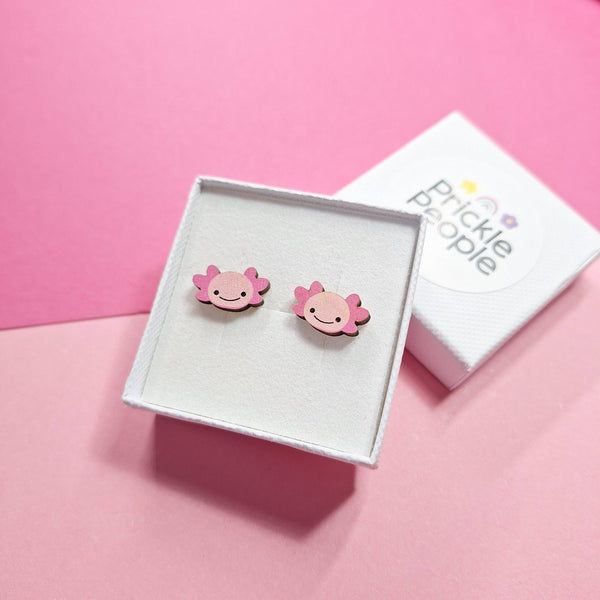 Prickle People - Axolotl Stud Earrings, Kawaii Gift, Cute Stud Earrings