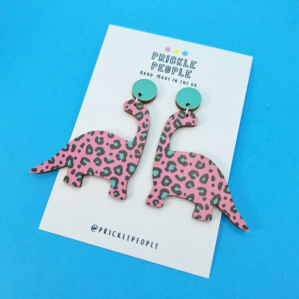 Prickle People - Dinosaur Earrings, Statement Earrings, Leopard Print