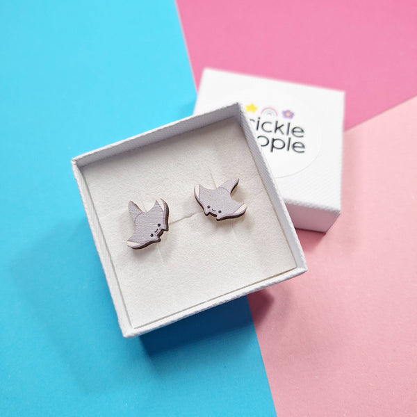 Prickle People - Wooden Manta Ray Stud Earrings - Perfect for Sea Lovers