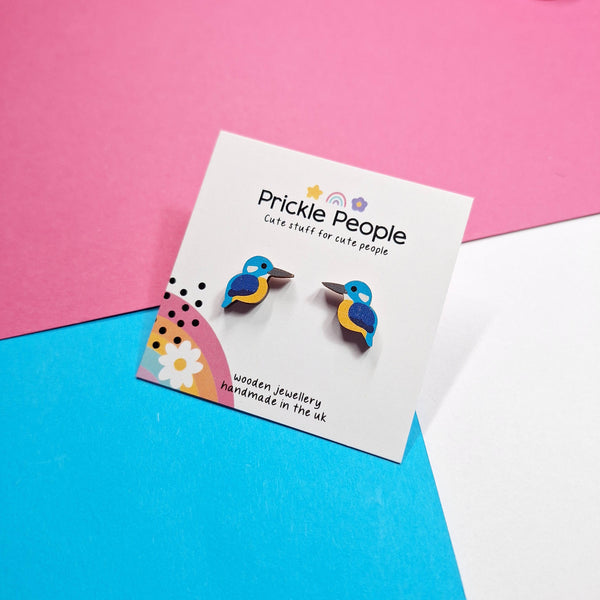 Prickle People - Kingfisher Stud Earrings - Handcrafted Eco-Friendly