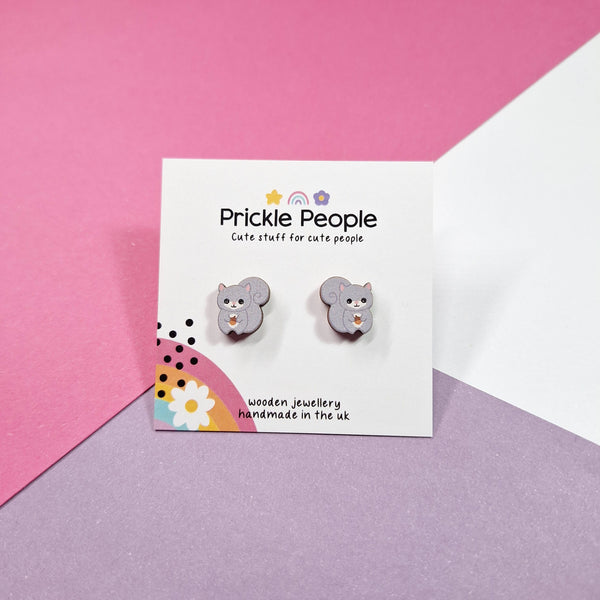 Prickle People - Squirrel Stud Earrings - Wooden  - Eco Friendly