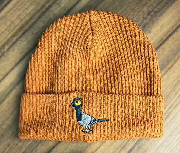 Adults Chunky Beanie | Embroidered rock pigeon