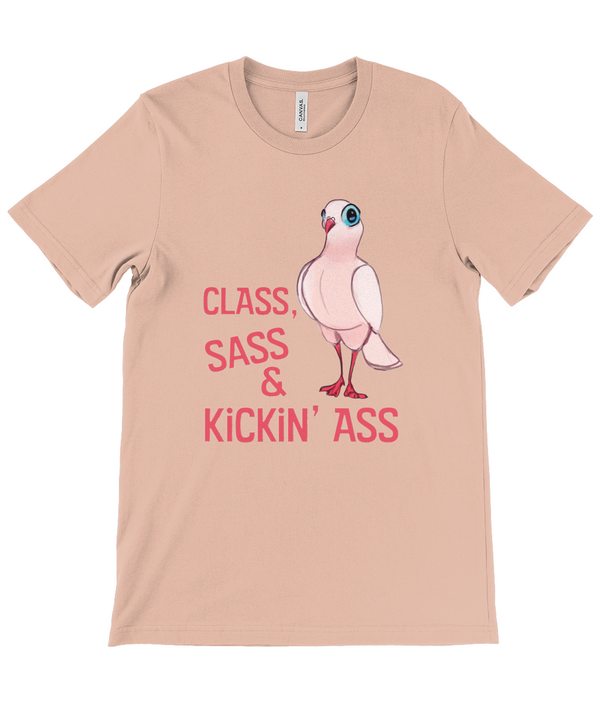 Budget Unisex Crew Neck T-Shirt 'ClassSass kickin ass" Ellen S Artwork
