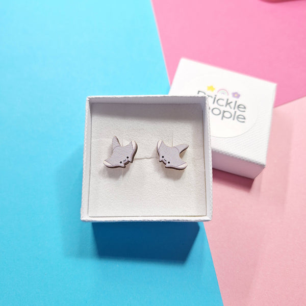 Prickle People - Wooden Manta Ray Stud Earrings - Perfect for Sea Lovers