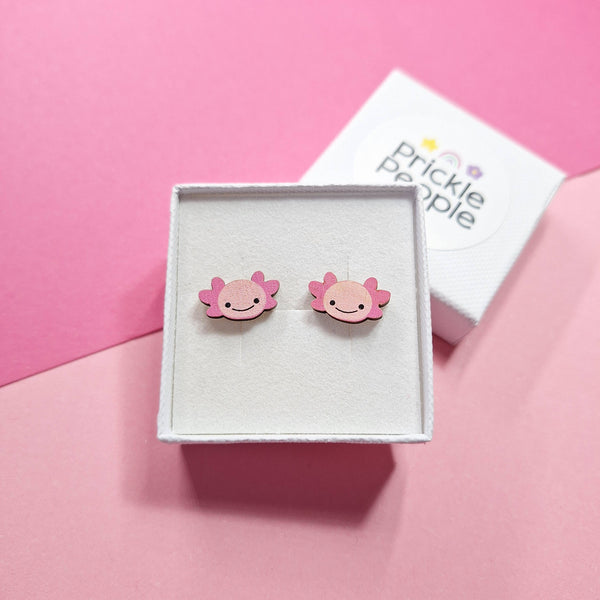 Prickle People - Axolotl Stud Earrings, Kawaii Gift, Cute Stud Earrings