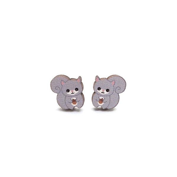Prickle People - Squirrel Stud Earrings - Wooden  - Eco Friendly