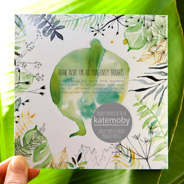 Kate Moby - Inky Pigeon Blank Greeting Card