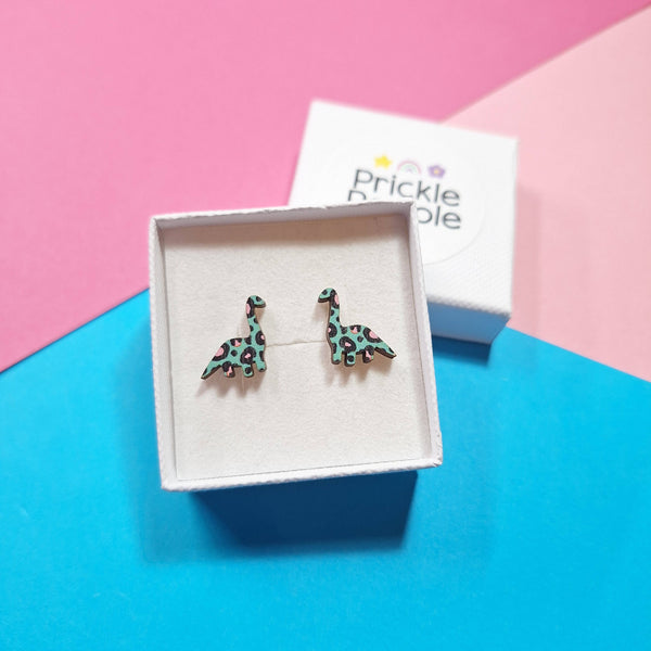 Prickle People - Blue Dinosaur Earrings, Leopard Print Earrings