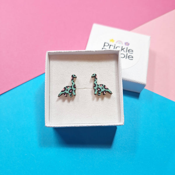 Prickle People - Blue Dinosaur Earrings, Leopard Print Earrings