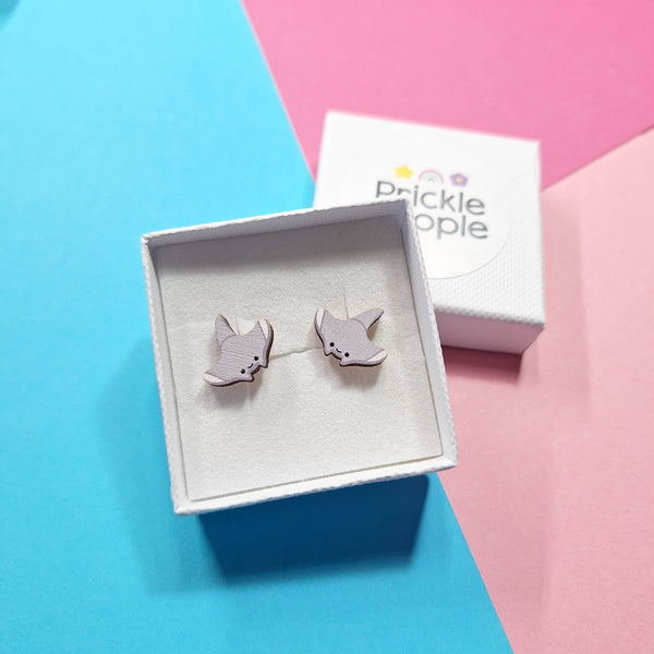 Prickle People - Wooden Manta Ray Stud Earrings - Perfect for Sea Lovers