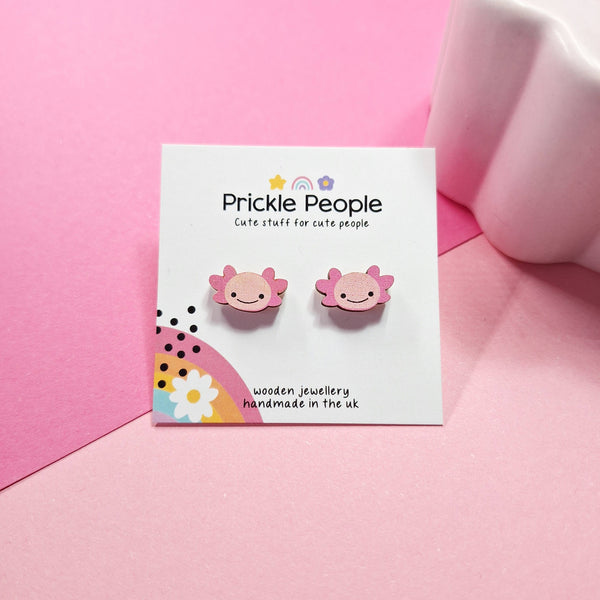 Prickle People - Axolotl Stud Earrings, Kawaii Gift, Cute Stud Earrings