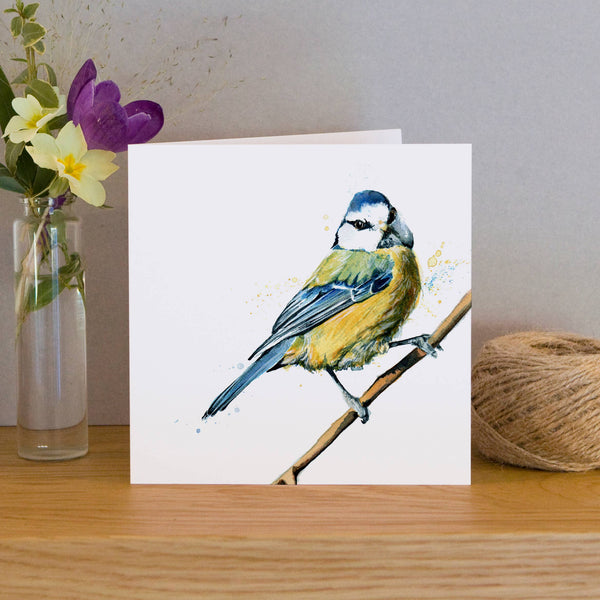 Kate Moby - Inky Blue Tit Blank Greeting Card