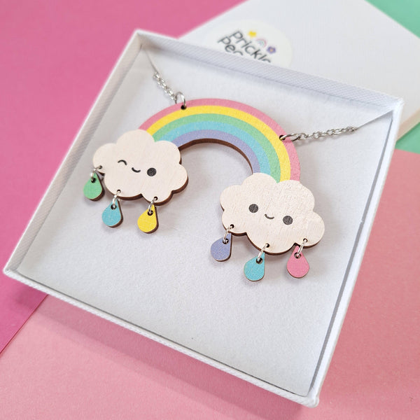 Prickle People -  Rainbow Statement Necklace, Wooden Jewellery, Cute, Kawaii