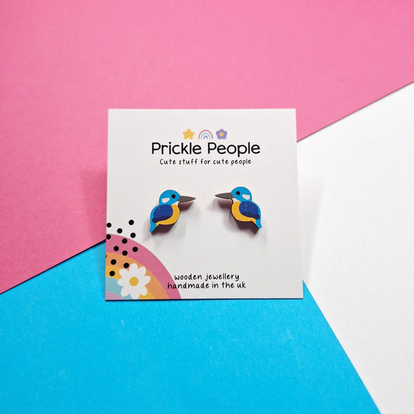 Prickle People - Kingfisher Stud Earrings - Handcrafted Eco-Friendly