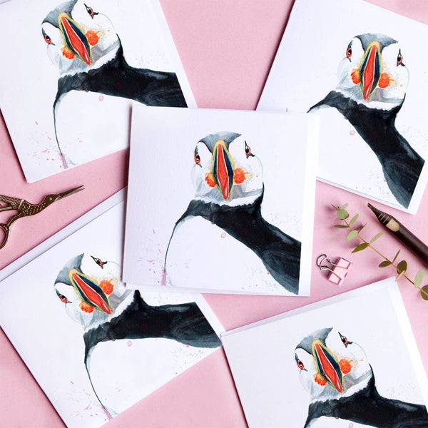 Kate Moby - Inky Puffin Blank Greeting Card