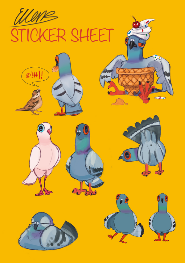 Ellen S Dave the Pigeon Sticker Sheet