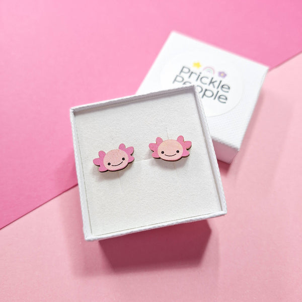 Prickle People - Axolotl Stud Earrings, Kawaii Gift, Cute Stud Earrings