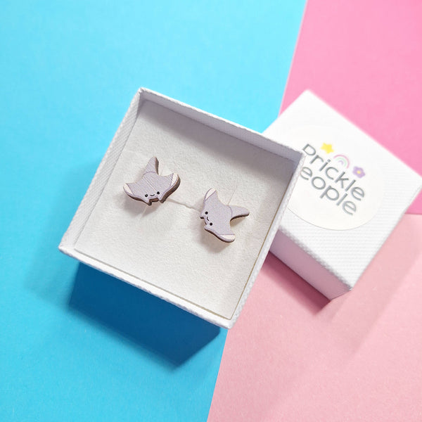 Prickle People - Wooden Manta Ray Stud Earrings - Perfect for Sea Lovers