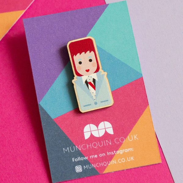Munchquin - David Bowie (Life On Mars) - eco friendly wooden pin