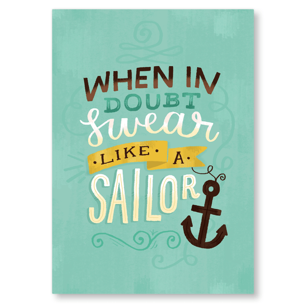 Whale & Bird - Swear Like A Sailor Postcard
