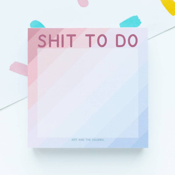 Jeff and the Squirrel - Shit To Do Sweary Memo Pad Block | Colourful Stationery