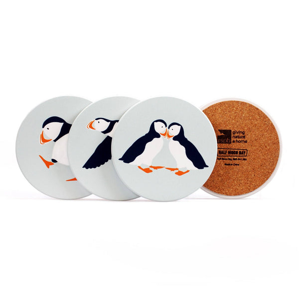 Half Moon Bay By Design - Coasters Set of 4 (Ceramic) - RSPB (Puffin)