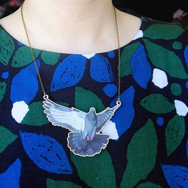 flying pigeon necklace by loadofolbobbins