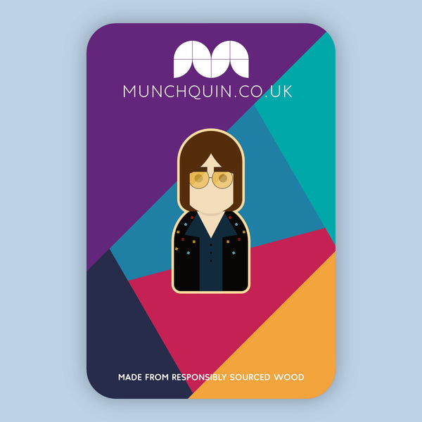 Munchquin - John Lennon inspired - eco friendly wooden pin