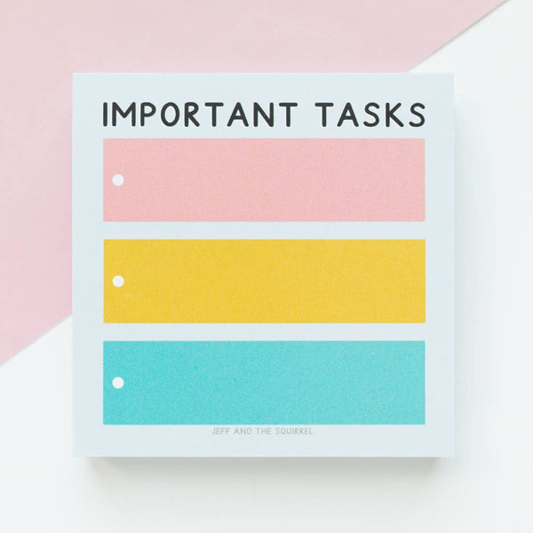 Jeff and the Squirrel - Important Tasks Memo Pad Block | Colourful Stationery
