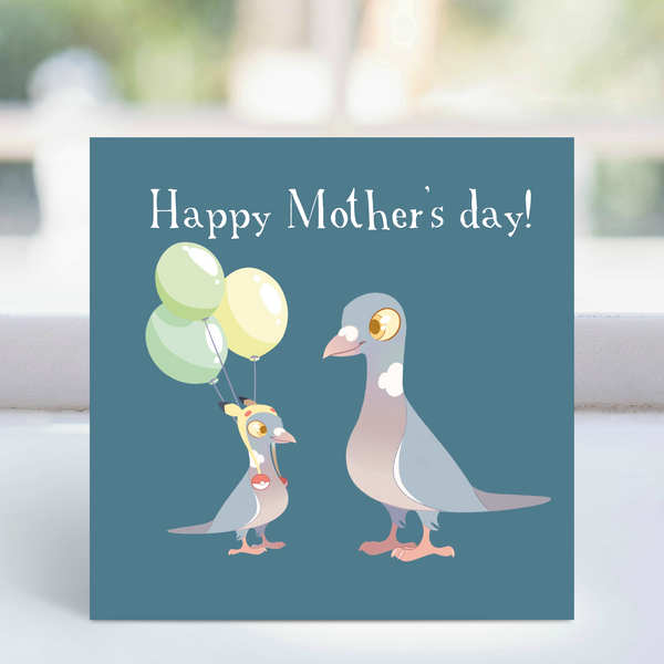 Mothers Day Card - David pigeon blue