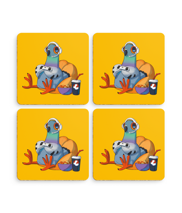 Pack of 4 Coasters Ellen S Artwork, Dave the Gaming Pigeon