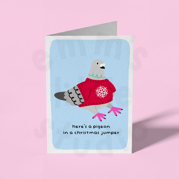 Emm's Little Studio - Christmas Jumper Pigeon Christmas Card