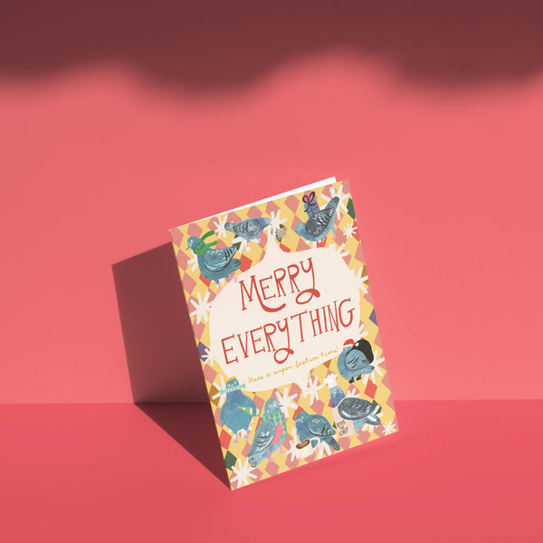 Fernandes Makes - Merry Everything Pigeons Festive greetings card