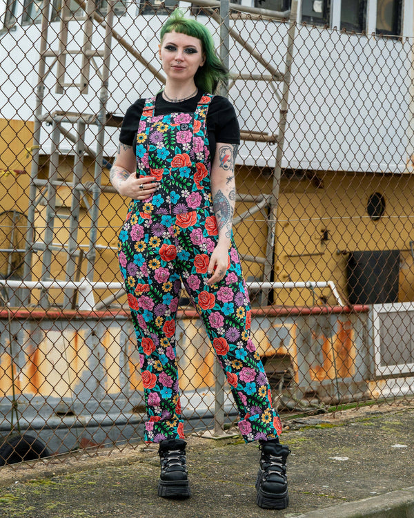 Rebel Romance - Rebel Romance Tattoo Floral Stretch Dungarees 
